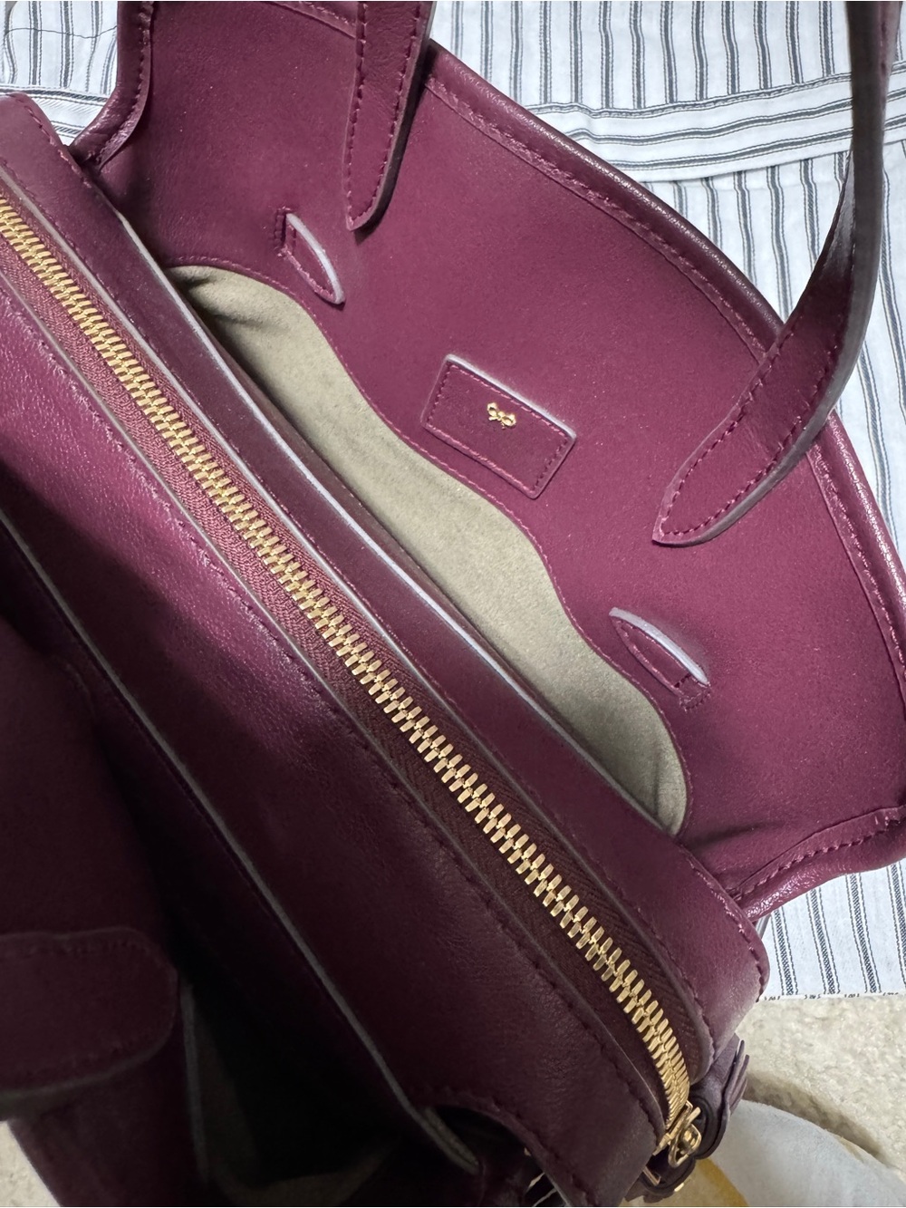 Anya Hindmarch Plum Leather Structured Top-Handle Satchel - Picture 13 of 16